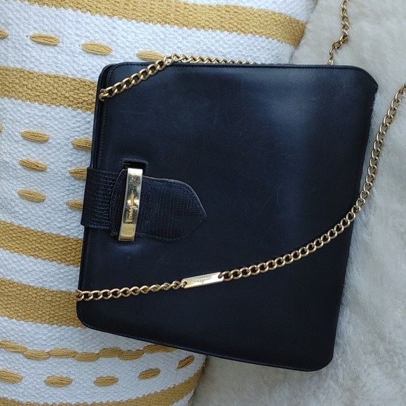 Salvatore Ferragamo Handbags - Salvatore Ferragamo Vintage Black leather chain crossbody bag